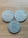 Moneda Elvetia 20 Rappen 1974,1975,1976, Europa