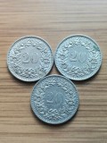 Moneda Elvetia 20 Rappen 1974,1975,1976