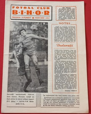 Program-Supliment fotbal - FC BIHOR ORADEA (februarie 1980) foto
