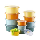 Cumpara ieftin Set 12 Cutii alimente (4X500 ml, 4X1000 ml, 4X2000 ml), Pastel, Capac cu dispozitiv de eliberare aer