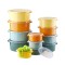 Set 12 Cutii alimente (4X500 ml, 4X1000 ml, 4X2000 ml), Pastel, Capac cu dispozitiv de eliberare aer