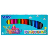 Plastilina pentru modelaj, 12 culori intense, 15 grame, 10x1.8x22 cm