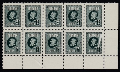1926 LP 74 A 60 a ANIVERSARE DE VARSTA A REGELELUI FERDINAND EROARE BLOC 10 MNH foto