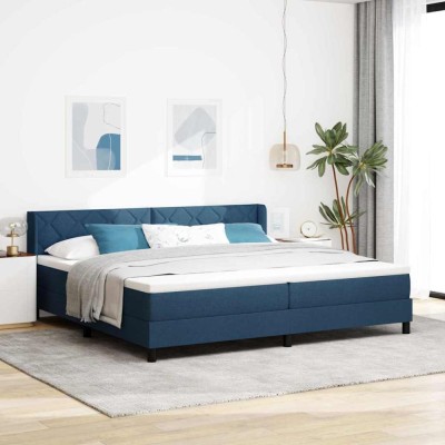 vidaXL Pat boxspring cu saltea cu saltea albastru 200 x 200 cm 3341194 foto