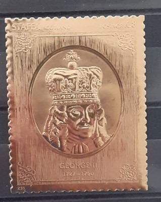 Staffa scotland Regele George II, foita aur 23 k , 1v. nestampilat foto