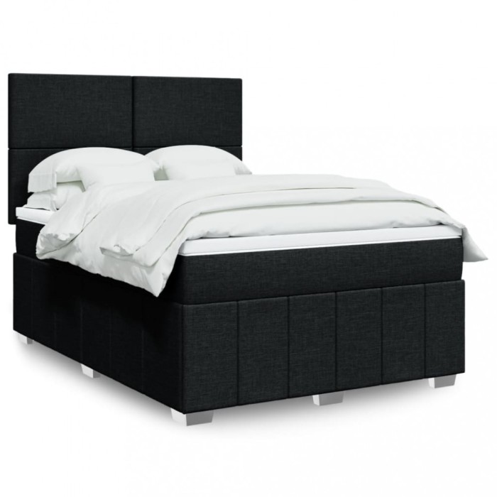vidaXL Pat box spring cu saltea, negru, 140x190 cm, textil 3293958