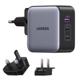 Incarcator Retea UGREEN CD296, 65W, 5A, 1 x USB-A - 2 x USB-C, Gri