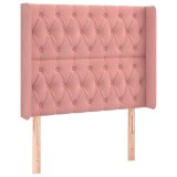 Cumpara ieftin Tablie de pat cu aripioare, roz, 103x16x118/128 cm, catifea