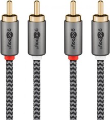 Cablu audio 2 x RCA la 2 x RCA T-T 0.5m brodat, Goobay Plus G65291