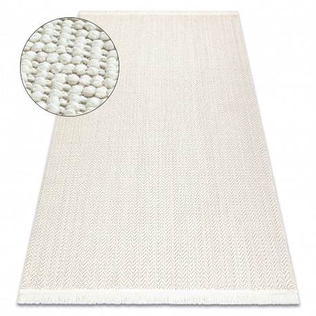 Covor NANO FJ86B Heringă, buclă, țesut plat alb, 120x170 cm