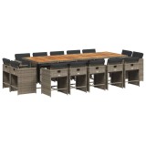 Cumpara ieftin Set mobilier de gradina cu perne, 15 piese, gri, poliratan