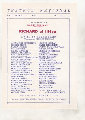 bnk div Afis mic - Teatrul National - Richard al III-lea foto