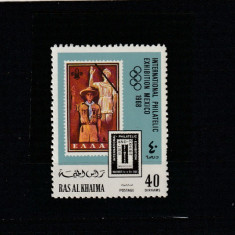 Ras Al Khaima 1969-Expo.Filatelica Internationala-Mexico 1968,MNH,Mi.311A