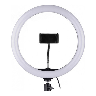 Lampa circulara Loomax, 20 W, 3200-5600 K, 33 cm, lumini RGB, suport telefon, 10 trepte reglaj, 7 culori, 3 tipuri lumina foto