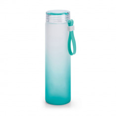 Sticla de apa sport 470 ml, cu agatatoare din silicon, Everestus, 20FEB1110, Sticla, Albastru, saculet inclus foto
