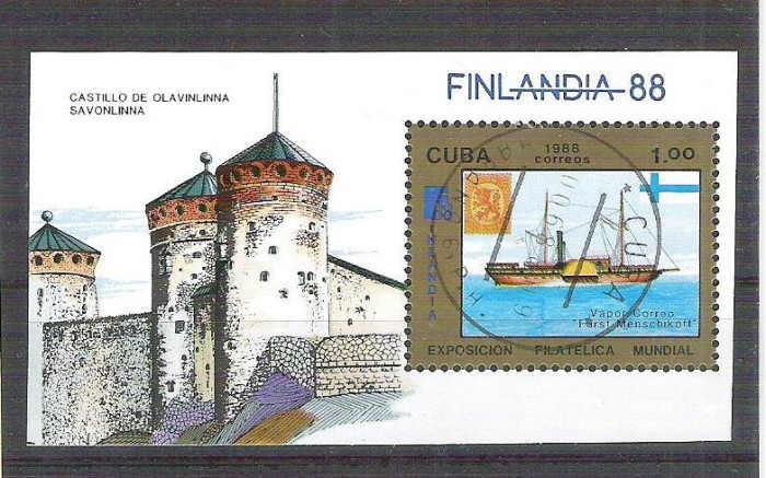 Cuba 1988 Ships, UPU, perf. sheet, used AA.032