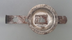 Forma metal pentru biscuiti spritati perioada comunista, 14 cm foto