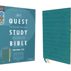 Niv, Quest Study Bible, Personal Size, Leathersoft, Teal, Thumb Indexed, Comfort Print: The Only Q and A Study Bible