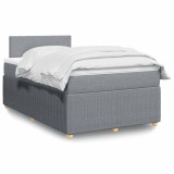 vidaXL Pat box spring cu saltea, gri deschis, 120x190 cm, textil 3289688