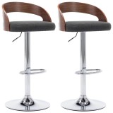 Scaune de bar 2 buc. gri inchis, material textil &amp; lemn curbat