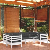 Gossi set mobilier de gradina cu perne, 6 piese, alb, lemn de pin