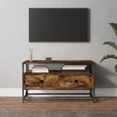 vidaXL Comodă TV, stejar afumat, 80x35x45 cm, lemn prelucrat foto