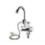 Robinet Electric Cu Dus Eliandeco &reg;, Pentru Incalzit Apa Instant, Cu Afisaj LED Al Temperaturii, Montare Pe Chiuveta, Putere 3000W, Alb