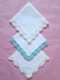 Lot de 3 batiste Vintage din bumbac cu margine crosetata manual