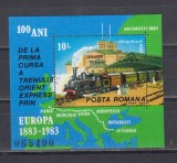 A11 TX8 1 - 1983 - 100 ani de la prima cursa Orient Expres - colita dantelata, Transporturi, Nestampilat