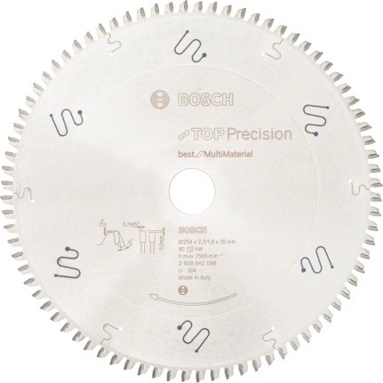 Bosch Panza ferastrau circularTop Precision Best for Multi Material, 254x30x2.3mm, 80T ProAdvanced PowerfulTools