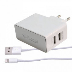 Incarcator Procell retea iPhone 6/5S Lightning Dual USB 2.1A (cablu MFI) foto