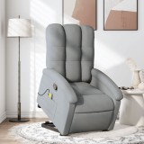 vidaXL Fotoliu de masaj rabatabil cu ridicare, gri deschis, textil