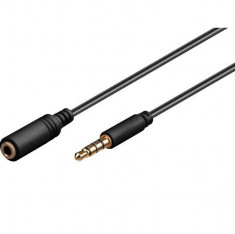 Cablu audio 4 contacte jack 3,5mm tata la jack 3,5mm mama, 1,5m, contacte aurite foto