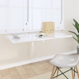 vidaXL Masă perete pliantă alb extralucios 100x60x56 cm lemn compozit