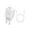 Incarcator priza lito tip-c pd20w, usb-a 18w, fast charging cu cablu usb-c la lightning, 1m, alb