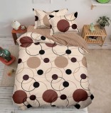 Lenjerie De Pat Akasha Xc117, Bumbac, 4 Piese, Cu Elastic, Bej, Imprimeu