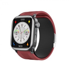 Smartwatch iSEN TK66 Rosu, 2.06 AMOLED, Monitor de tensiune arteriala cu pompa de aer, ECG, Ritm cardiac, oxigen in sange, somn si sanatate, Moduri sp