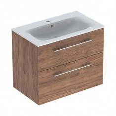 Set mobilier cu lavoar, Geberit, Selnova Square, 80 cm, nuc american hickory