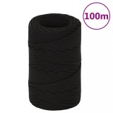 VidaXL Fr&acirc;nghie de lucru, negru, 2 mm, 100 m, poliester