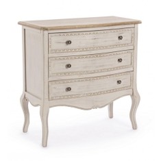 Comoda 3 sertare lemn bej maro Clarisse 80x40x80 cm