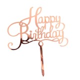 Decoratiune topper pentru tort, flippy, model happy birthday, tematica aniversare, 10 cm, roz