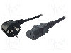 Cablu alimentare AC, 3m, 3 fire, culoare negru, CEE 7/7 (E/F) &amp;#351;tecar in unghi, IEC C13 mama, LOGILINK - CP095