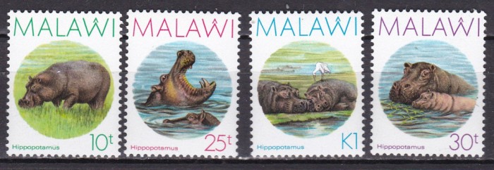 Malawi 1987 fauna hipopotami MI 485-488 MNH ww81