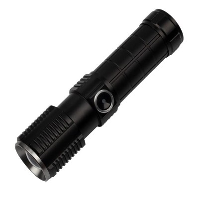 Lanterna de supravietuire DEPOX&amp;reg;, Au&amp;szlig;enleuchte, metalica, LED, USB, zoom, negru foto