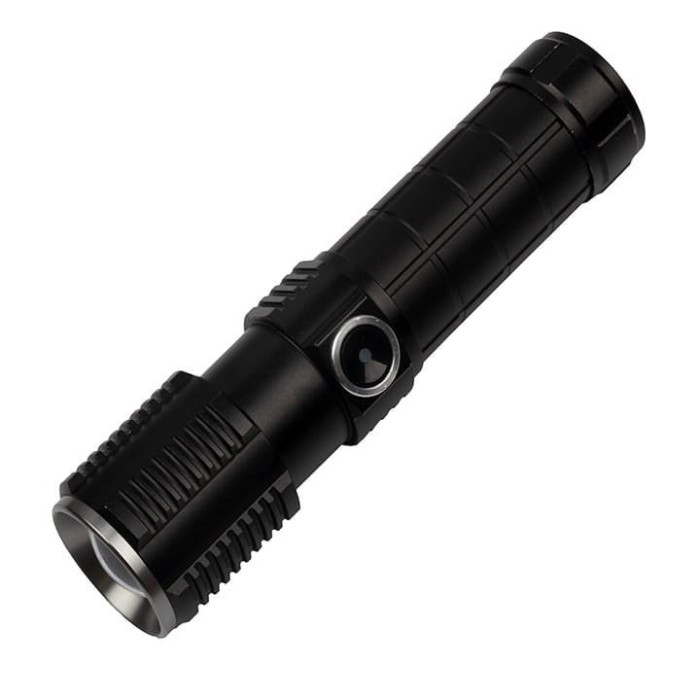 Lanterna de supravietuire DEPOX&reg;, Au&szlig;enleuchte, metalica, LED, USB, zoom, negru