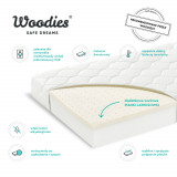 Saltea pentru copii Premium cu fata dubla din spuma Pur si latex 90x40x6.5 cm, Woodies Safe Dreams