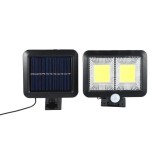 Lampa solara eMazing cu detector de miscare, 108 LED-uri COB, 2 panouri, 2400lm, IP65, negru