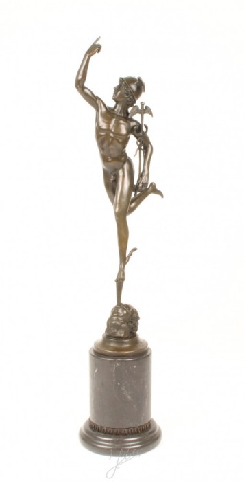 Mercur- statueta din bronz pe un soclu din marmura BR-108
