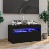 Cumpara ieftin Comodă TV cu lumini LED, negru extralucios, 75x35x40 cm