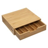 Suport capsule 5Five din bambus cu sertar mare si separatoare detasabile, 35x31x8 cm, natur Household NewTrend